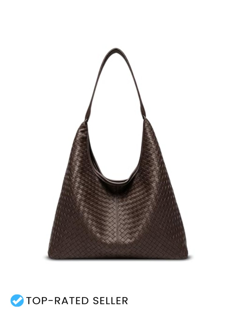 Woven Textured Vegan Leather Hobo Tote Bag Large Slouchy Purse For Women